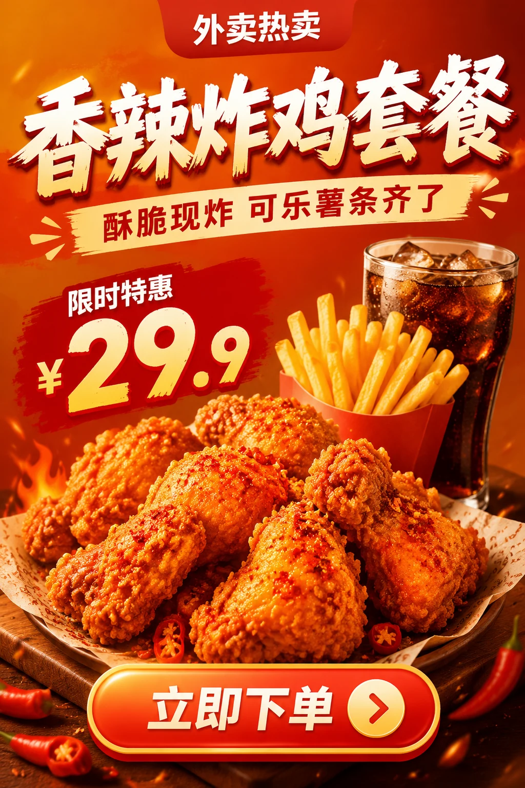 image2 一键生成的外卖炸鸡套餐促销图成品